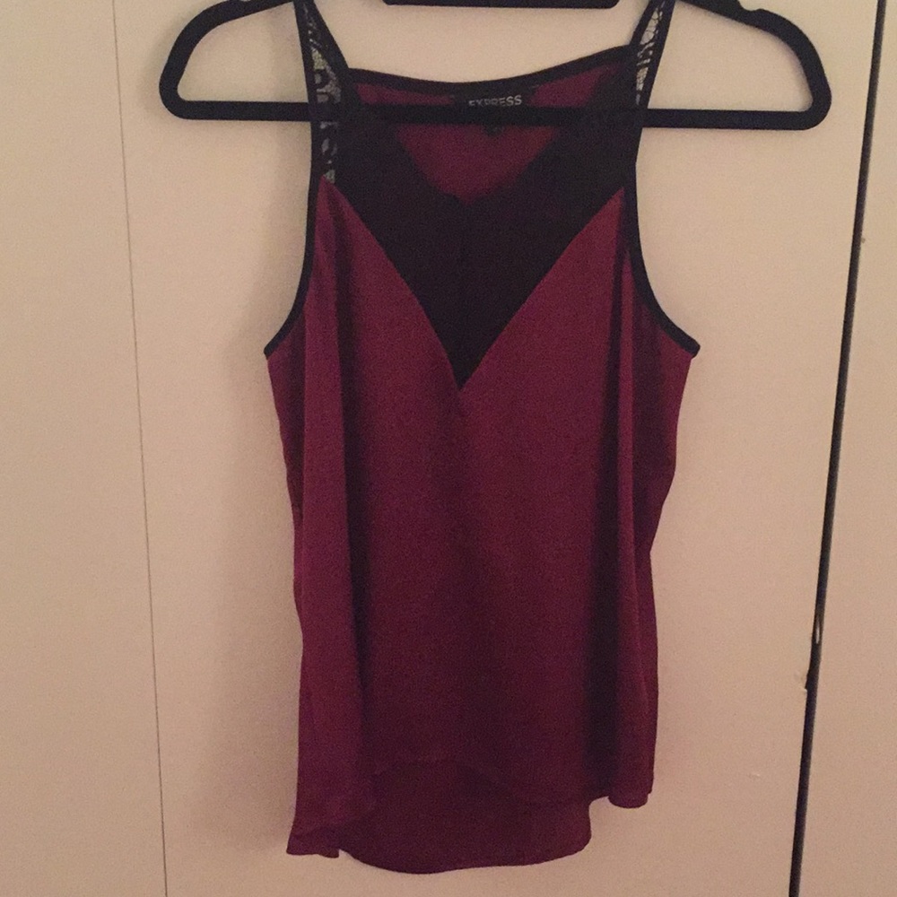Burgundy camisole with lace